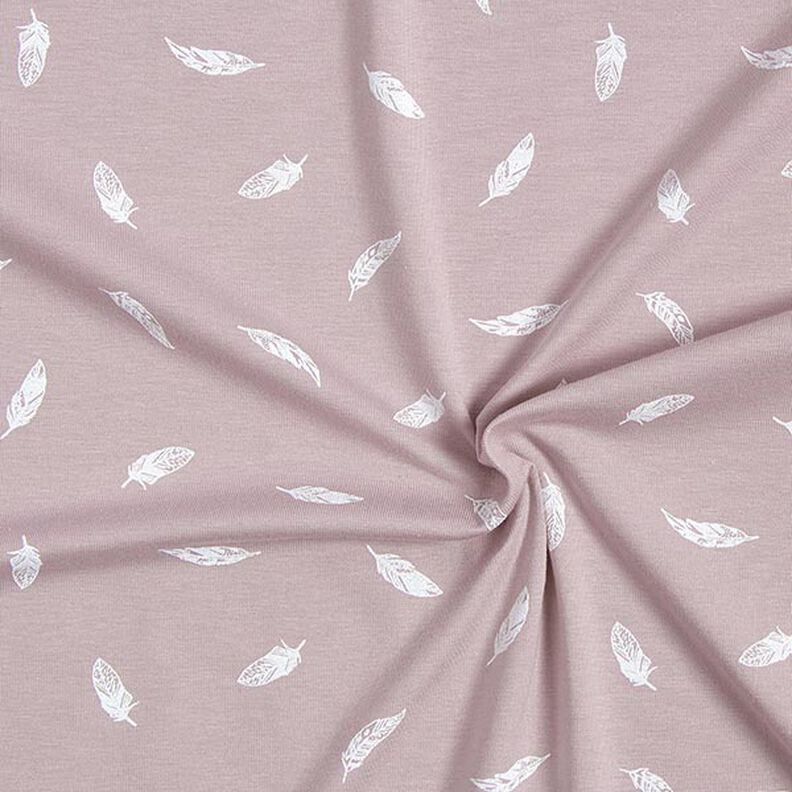 Bomullsjersey Fjädrar – pastellviolett,  image number 3