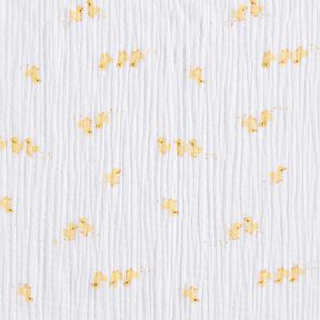 Muslin/Dubbel-krinkelväv Söta ankungar – vit/guld, 