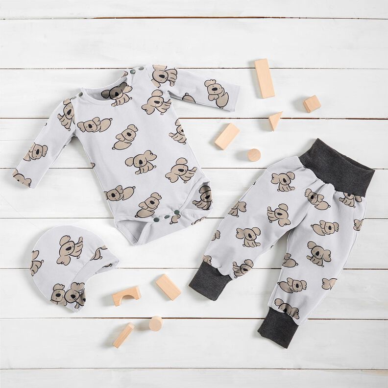 GOTS Bomullsjersey Koalabjörn | Poppy Fabrics – vit/mandel,  image number 7
