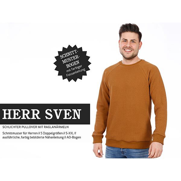HERR SVEN - enkel pullover med raglanärmar, Studio Schnittreif  | 42 - 60,  image number 1