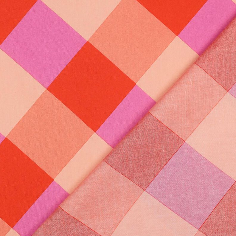 Bomullssatin Large Gingham | Nerida Hansen – korall/ljusrosa,  image number 4