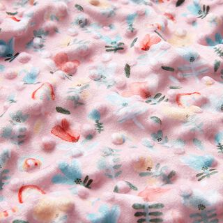 Mysfleece präglade prickar och blommor – rosa, 