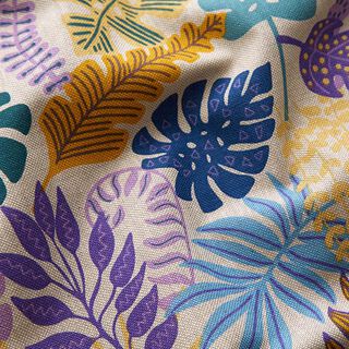 Dekorationstyg Halvpanama Färgglada löv – natur/pastellfläder, 