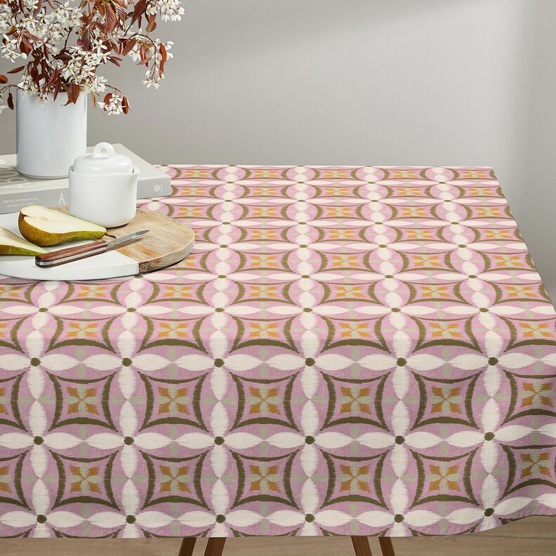 Dekorationstyg Canvas Broderi-look stor – pastellviolett/ljusbeige, image number 7