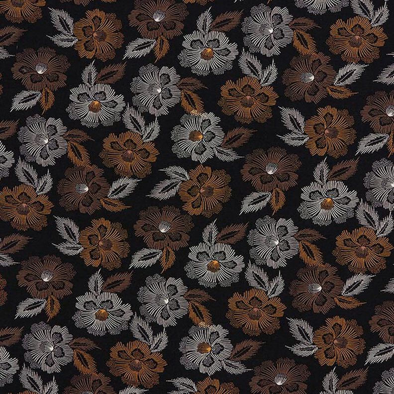 Viskosjersey blommiga fyrverkerier – svart/brun,  image number 1