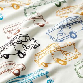 French Terry Sommarsweat färgglada bussar – yllevit, 