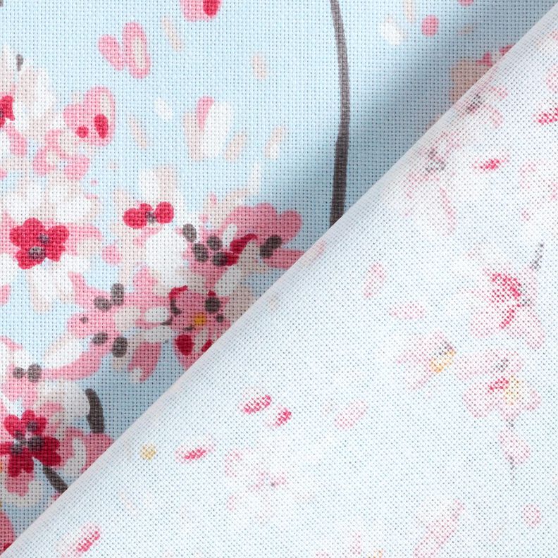 Dekorationstyg Halvpanama grenar med körsbärsblommor – ljusblått/rosa,  image number 4