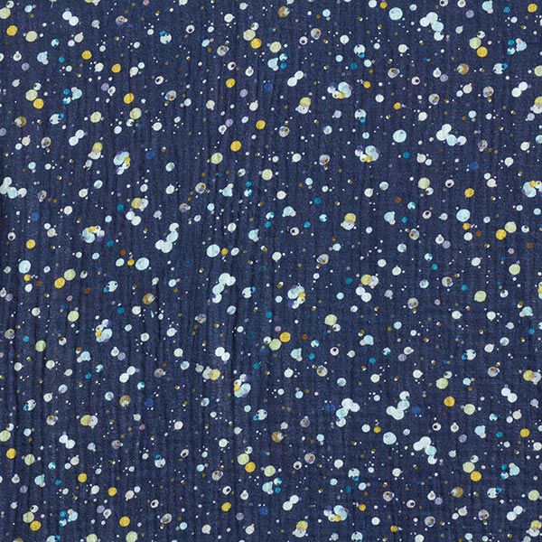 GOTS Muslin/Dubbel-krinkelväv stora färgglada prickar Digitaltryck| by Poppy – marinblått,  image number 1