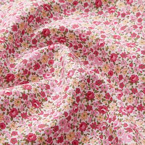 Bomullspoplin millefleur – vit/rosa, 