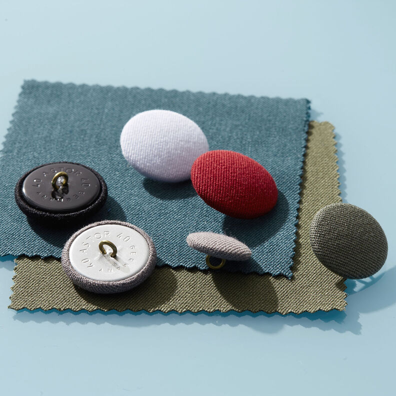 Klädd knapp, Bi-stretch Gabardin – svart,  image number 2
