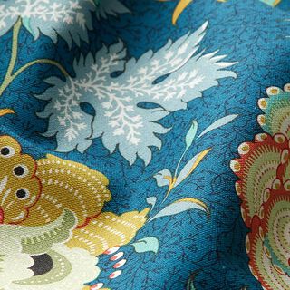 Dekorationstyg Canvas Orientaliskt blommönster – petrol, 