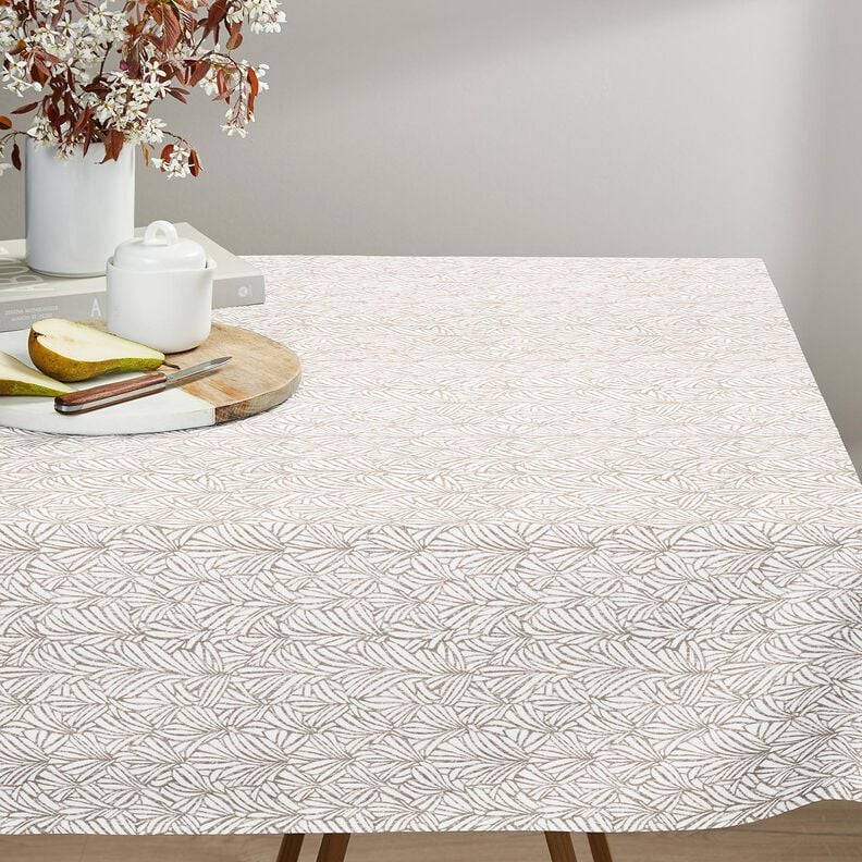 Behandlad bomull abstrakta palmblad &ndash; mullvad/elfenbensvit,  image number 6