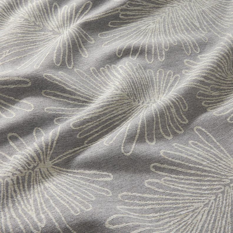 Dekorationstyg Jacquard bladkonturer – grått, image number 2