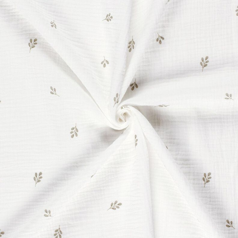 Muslin/Dubbel-krinkelväv Liten gren – yllevit/vass,  image number 3