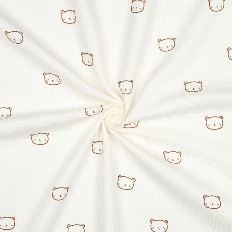 Våffeljersey små björnar | Poppy Fabrics – yllevit/rådjursbrun,  image number 3