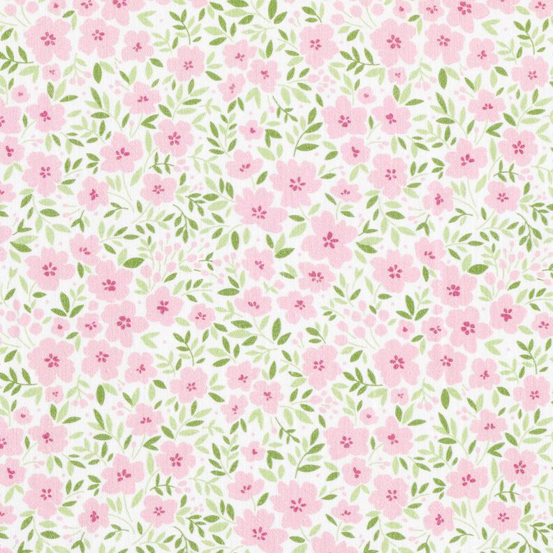 Dekorationstyg Bomullssatin blomsterhav – ljusrosa/vit,  image number 1