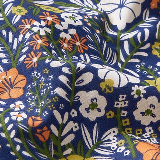Bomullstyg Kretong små blommor – indigo, 