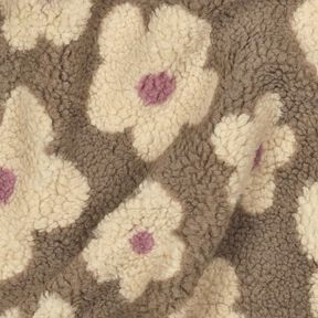 Teddyplysch Blommor | Poppy Fabrics &ndash; dyn/ljusbeige, 
