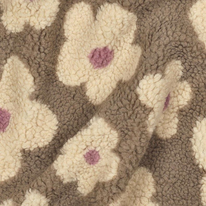 Teddyplysch Blommor | Poppy Fabrics &ndash; dyn/ljusbeige,  image number 2