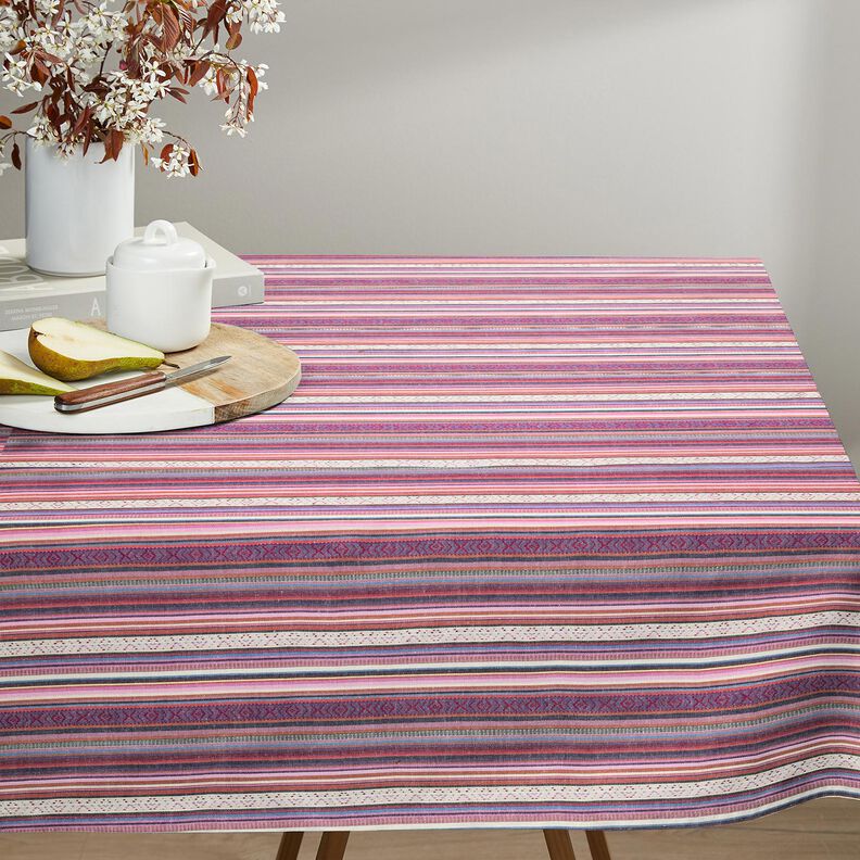 Dekorationstyg Jacquard pastellränder – rosa/lila, image number 5
