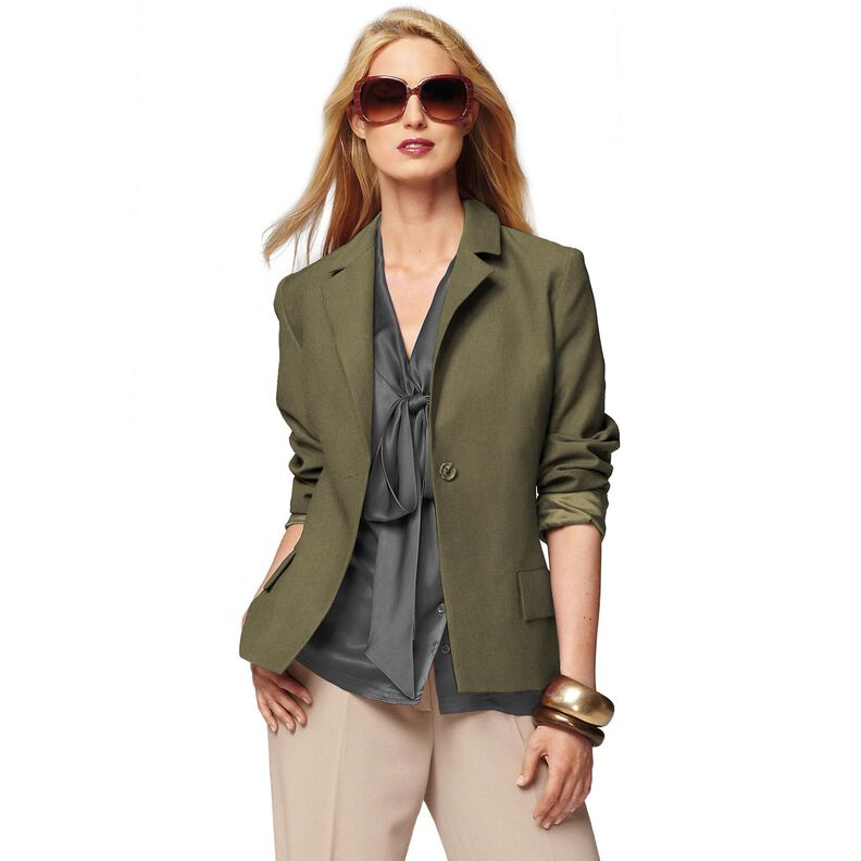 Bi-stretch gabardin – ljus kaki,  image number 6