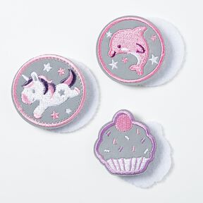Reflektorplåster med kardborreband, 3-pack – rosa/vit, 