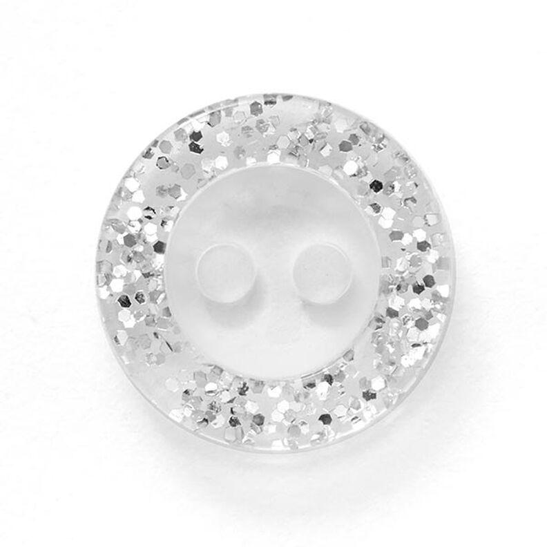 2-håls glitterknapp [ Ø13 mm ] – yllevit,  image number 1