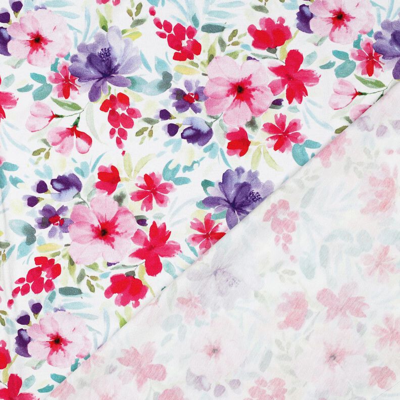Bomullsjersey Sommarblommor digitaltryck – vit/intensiv rosa,  image number 4