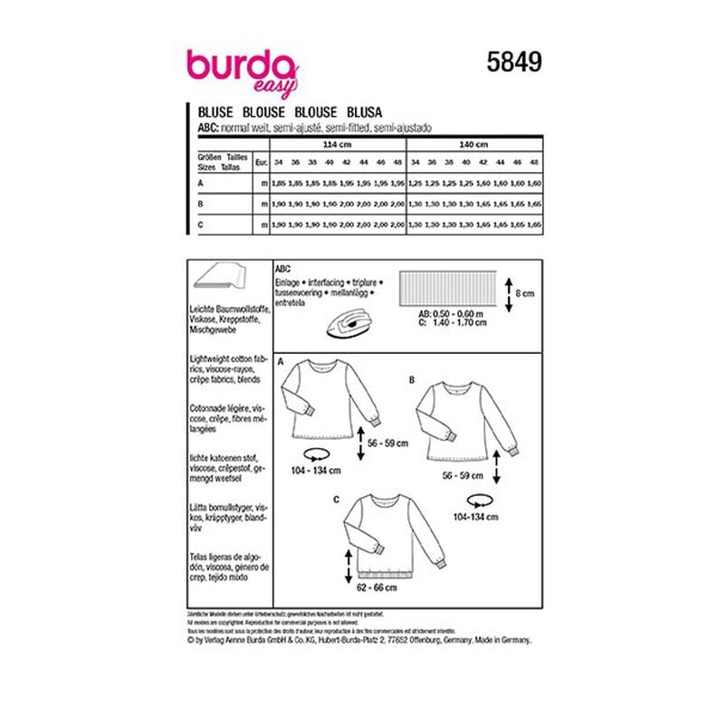 Blus | Burda 5849 | 34-48,  image number 12