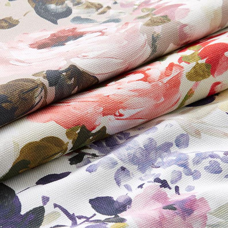 Halvpanama Dekorationstyg Floris – beige/rosa, image number 4