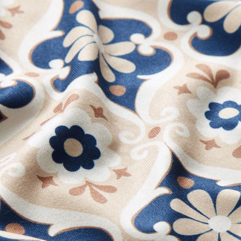 Jersey blommor ornament – beige/marinblått, image number 3
