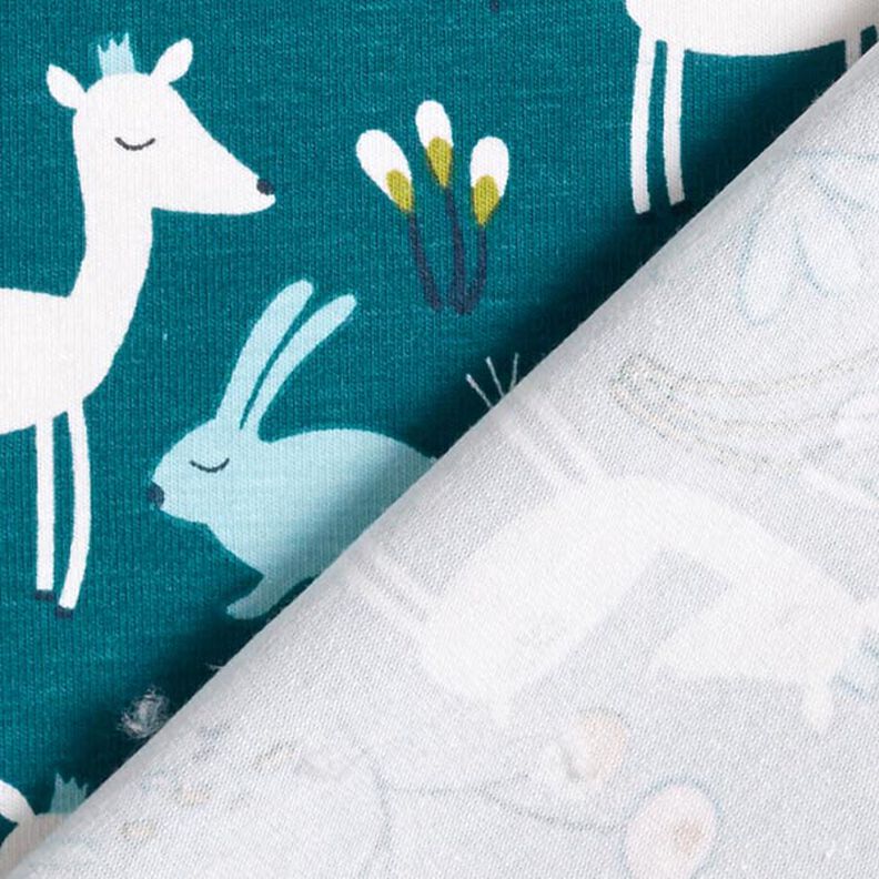 Bomullsjersey Hare och rådjur – petrol,  image number 5