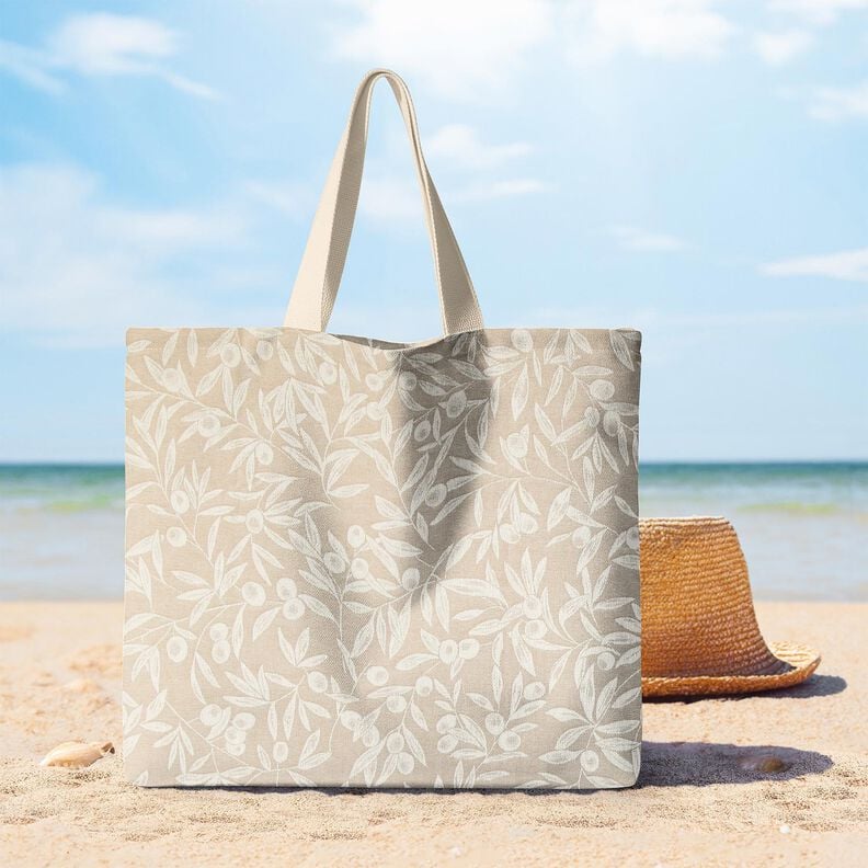 Behandlad bomull Jacquard överdragna oliver – natur/ljusbeige,  image number 6