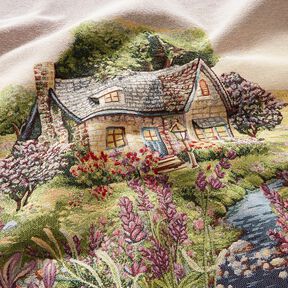 dekorationspanel Gobeläng romantisk stuga – ljusbeige/lavender, 