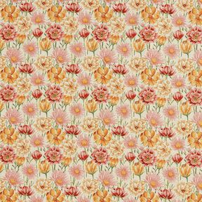 Dekorationstyg Gobeläng ängsblommor – ljusbeige/kaminrött, 