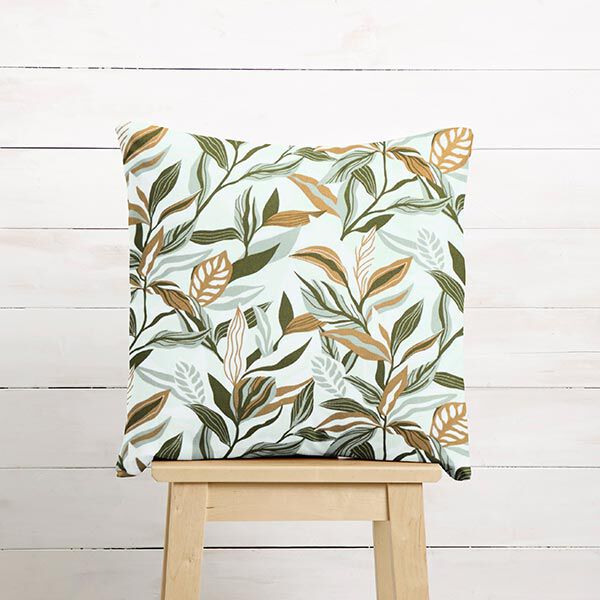 Dekorationstyg Canvas målade blad – grön/vit,  image number 8