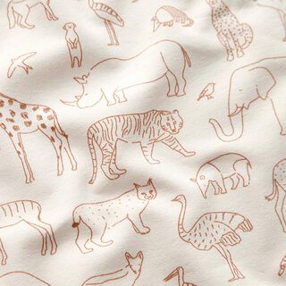French Terry Sommarsweat tecknade safaridjur – ljusbeige, 