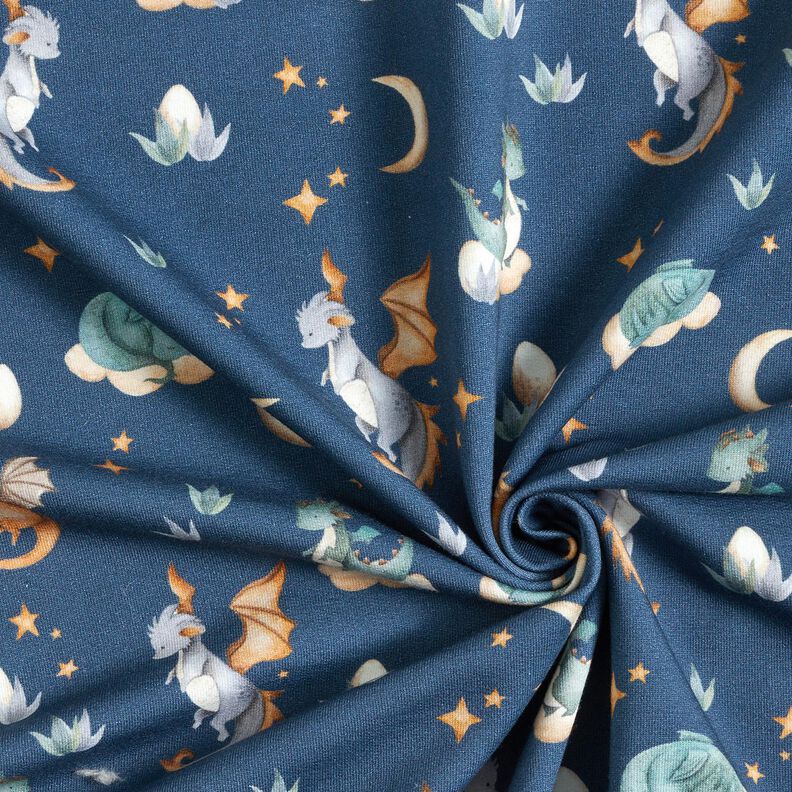 French Terry Sommarsweat söta drakar Digitaltryck – blågrå,  image number 3