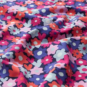 Bomullsjersey Färgglada blommor | Poppy Fabrics – nattblå, 