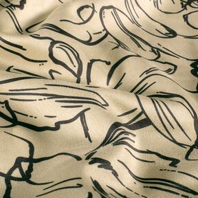 stretch velour blomsterskisser – sand/svart, 