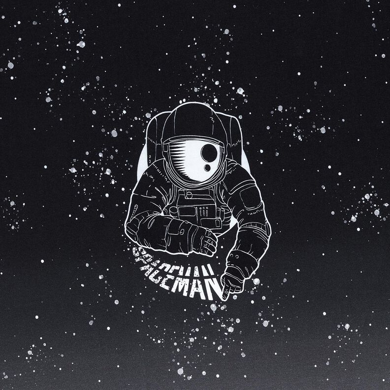 French Terry Panel Spaceman | Glitzerpüppi – svart/vit,  image number 7