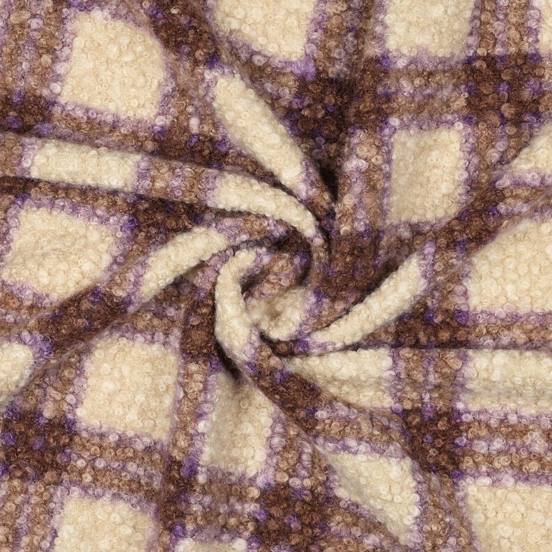 Stickad Bouclé Check – grön/yllevit, image number 3