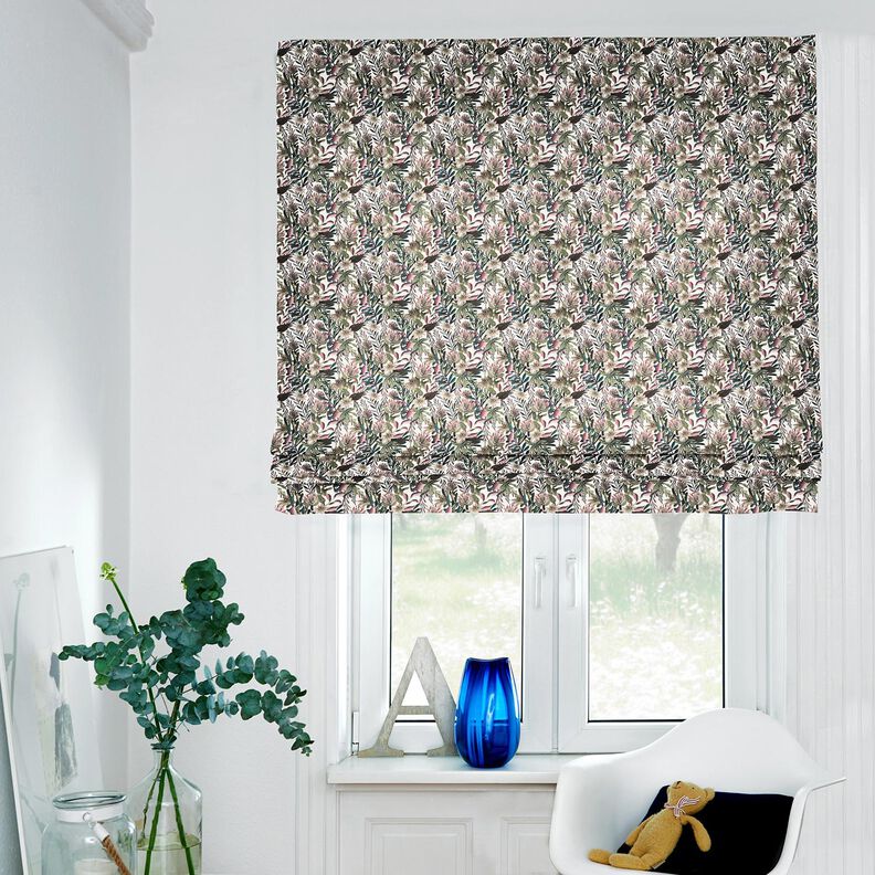 Dekorationstyg Canvas utsmyckade blommor &ndash; elfenbensvit/m&ouml;rk furu,  image number 5