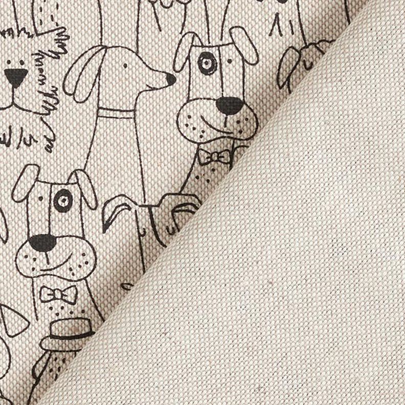 Dekorationstyg Halvpanama tecknade hundar – svart/natur,  image number 4