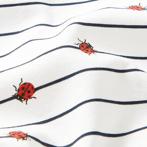 Bomullsjersey ränder och nyckelpigor – yllevit, 