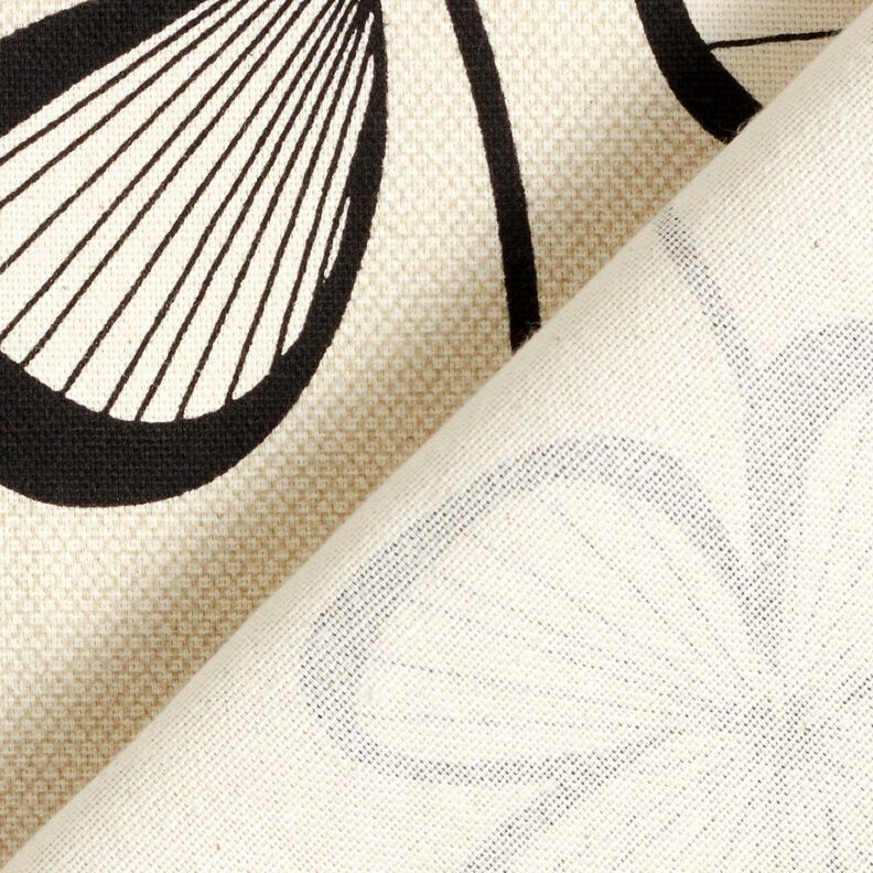 Dekorationstyg Halvpanama abstrakt kl&ouml;ver &ndash; natur/svart,  image number 4