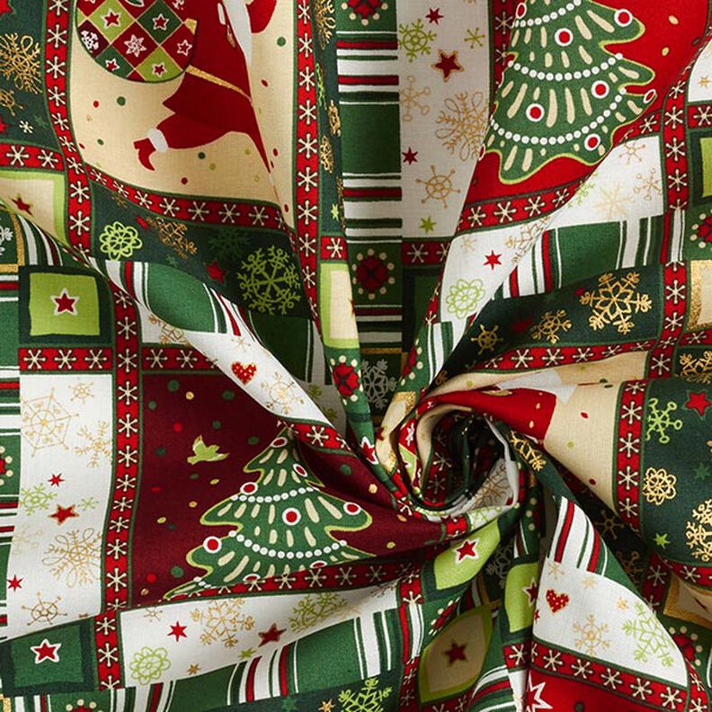 Bomullspoplin Färgglatt julmotiv – grön, image number 3