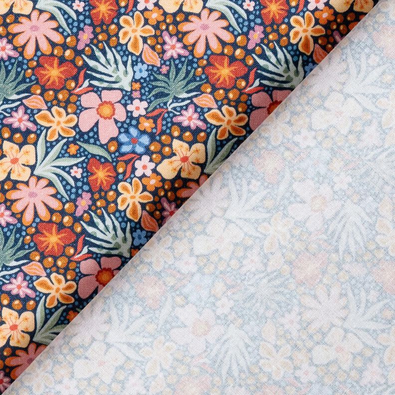 Bomullstyg Poplin Små blommor – indigo/ljus gammelrosa, image number 4