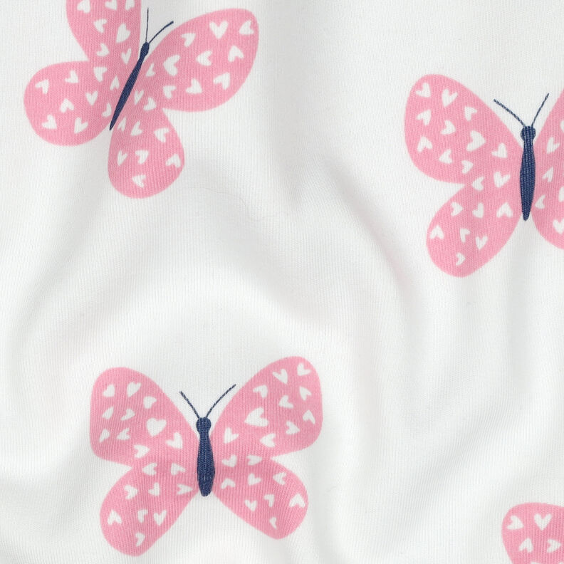 Sweatshirt Ruggad stora fjärilar | Poppy Fabrics – elfenbensvit/rosa,  image number 2