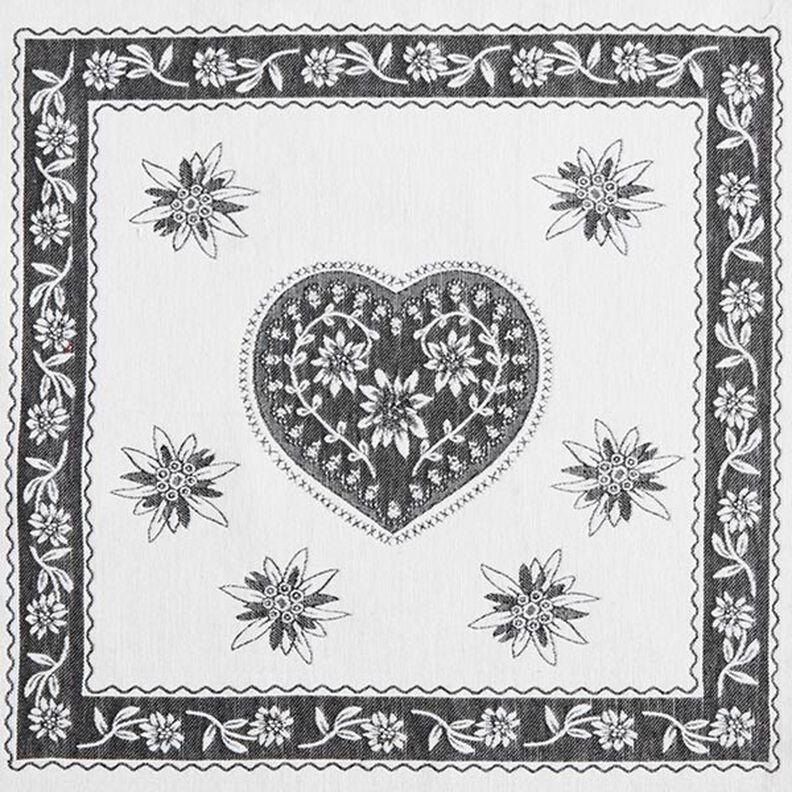 dekorationspanel Gobeläng alpint hjärta – elfenbensvit/grått,  image number 1